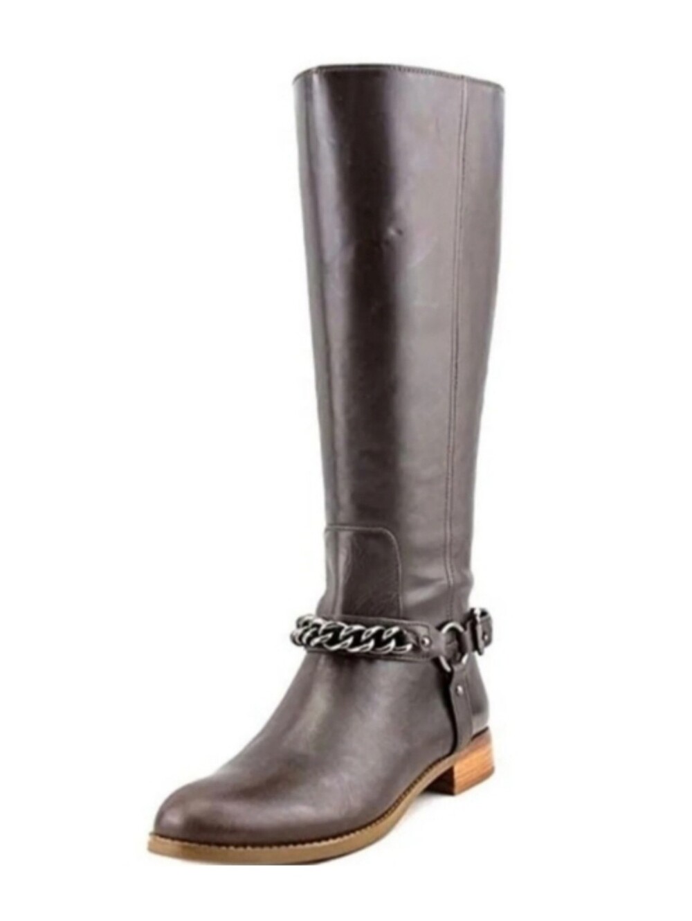 COACH Mabel Tall Brown Knee-High Riding Boots w/Chain Ankle Strap Leather Size 7